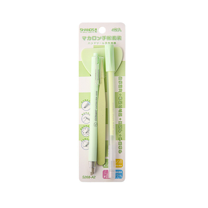 4 Pcs Craft Basic Set Tools Kits Including Paper Cutter Tweezers Scraper Glue Sticks Pens For Scrapbooking