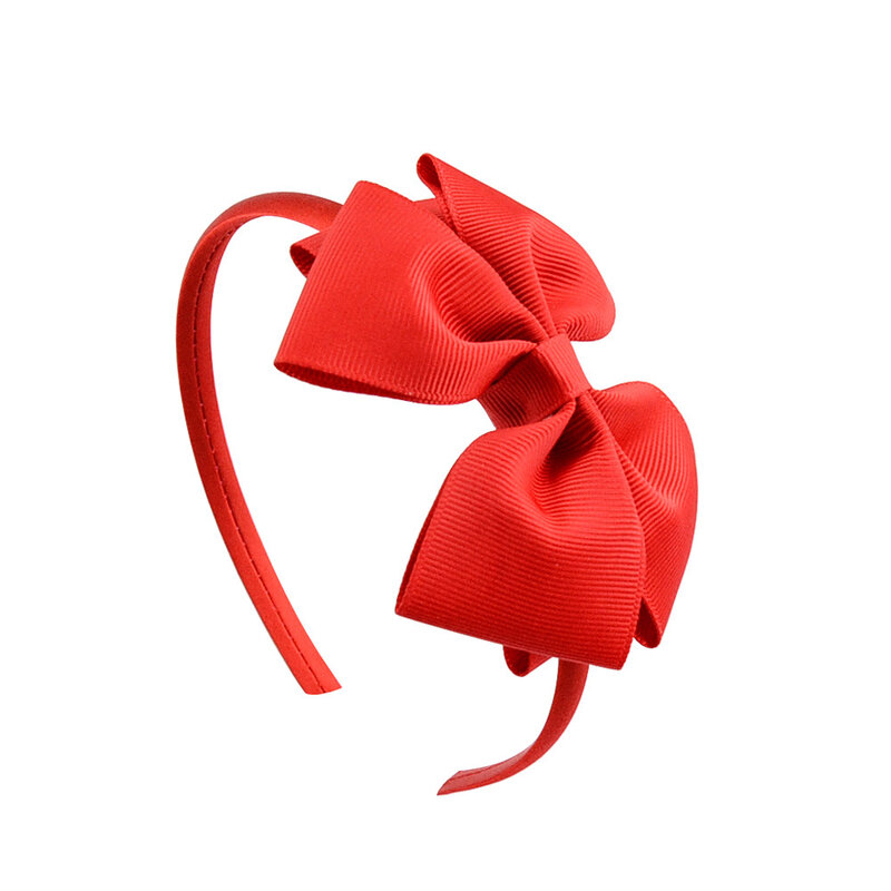 New Cute Children's European and American Polyester Ribbed Bow Sweet Little Princess Double Layered Headband Colorful