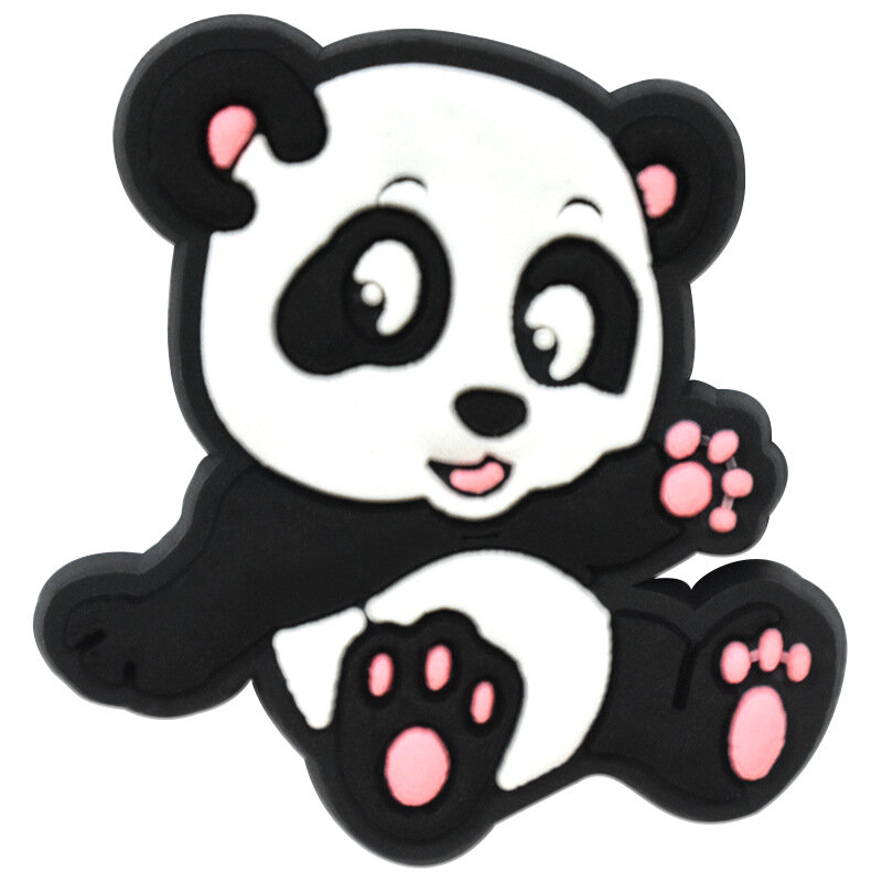Dijes de hebilla de zapatos de animales de personajes de la serie panda, accesorios de decoraciones para pulseras, Zueco de pulsera para fiesta de niños, navidad