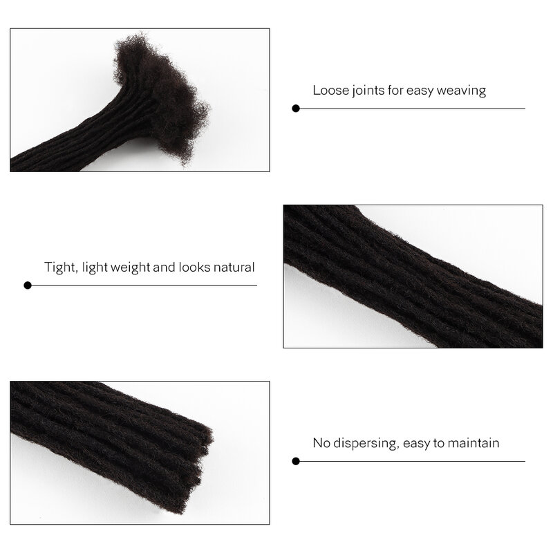 Orientfashion-extensiones de rastas de cabello humano para hombre y mujer, 0,1 de ancho, hechas a mano