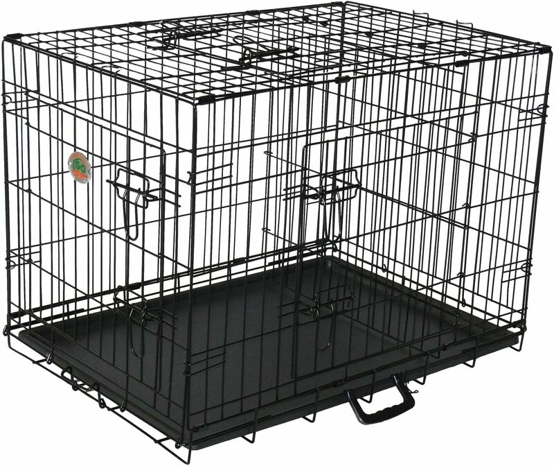 Go Pet Club Metal Crate Kennel com divisor e tigelas de água, gatos e cães empilháveis, exterior e interior, Heavy Duty, 37"
