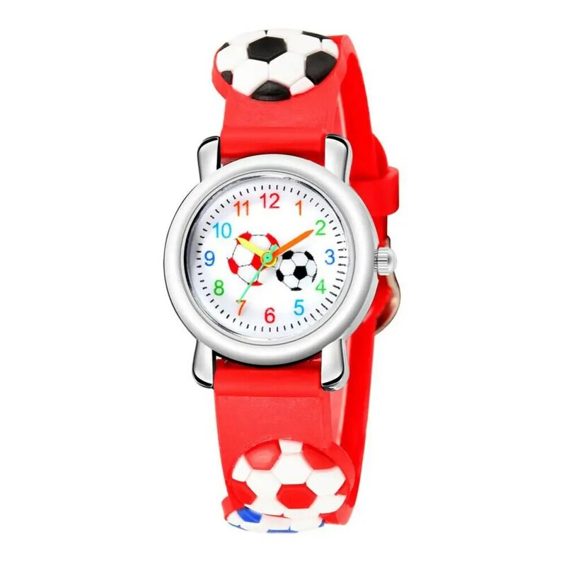 เด็กนาฬิการูปแบบฟุตบอล3D Relief หญิงน่ารักกีฬา Boys ของขวัญการ์ตูนเด็กนาฬิกาข้อมือ