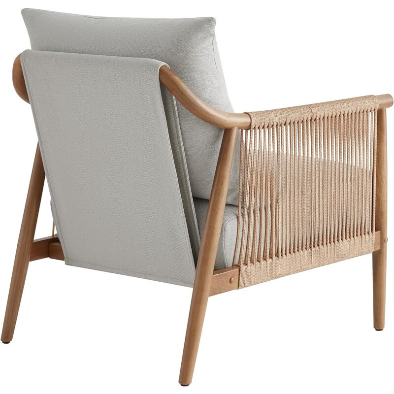 Geflecht Sessel Rückenlehne modernen Akzent Stuhl für Wohnzimmer Licht grau hochwertige dekorative Sessel Möbel nach Hause Stühle