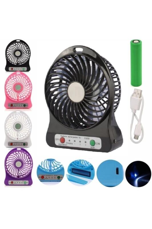 3 stage table top and car rechargeable Mini Fan Fan propeller black