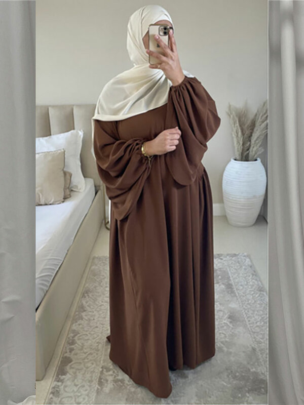Đồng Bằng Abaya Hồi Giáo Dài Đầm Nữ Ramadan Balo Nữ Tay Jilbab Rời Hijab Áo Dây Châu Phi Đầm Hồi Giáo Dubai Khiêm Tốn Abayas