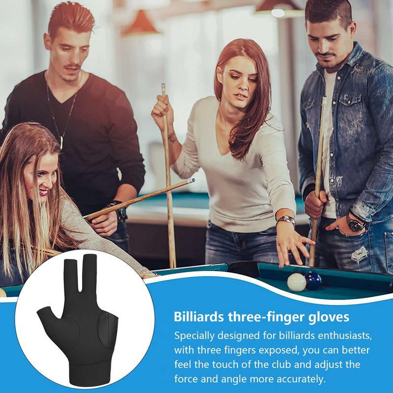 Pool Cue Gloves 3-Fingered Table Tennis Gloves Fingerless Billiard Gloves Universal Breathable Billiard Accessories