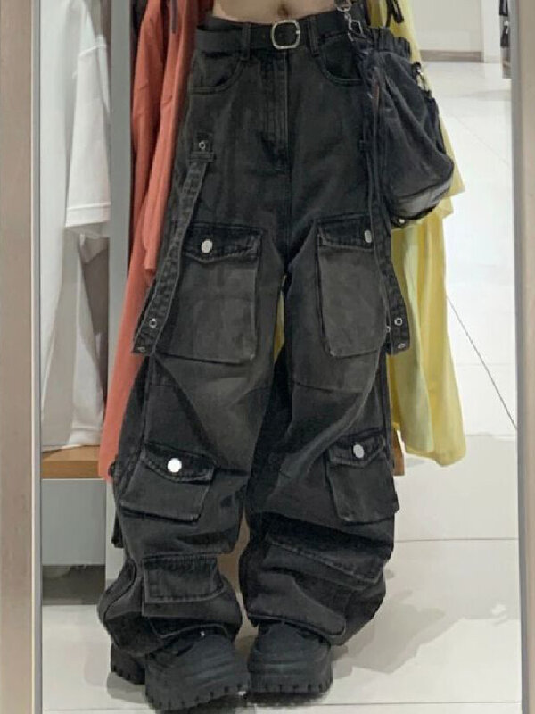 Pantalones vaqueros Cargo Y2k para mujer, pantalón holgado de gran tamaño con múltiples bolsillos, Estilo Vintage Hip Hop, Primavera, 2024