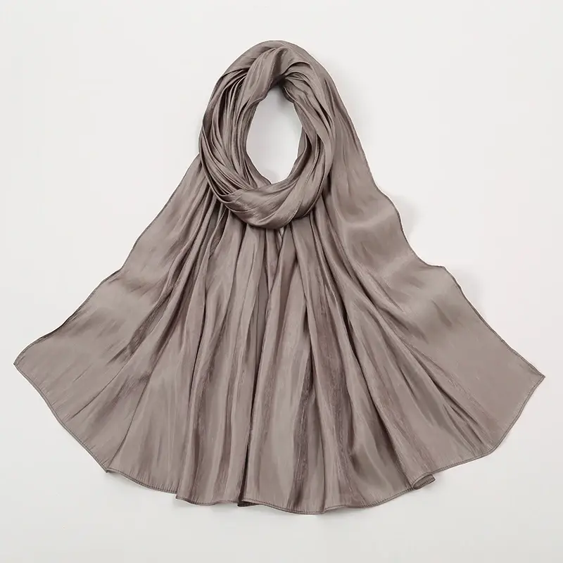 Bufanda de seda satinada para mujer, Hijab brillante de lujo, Medine velo de seda, chal musulmán, venta al por mayor
