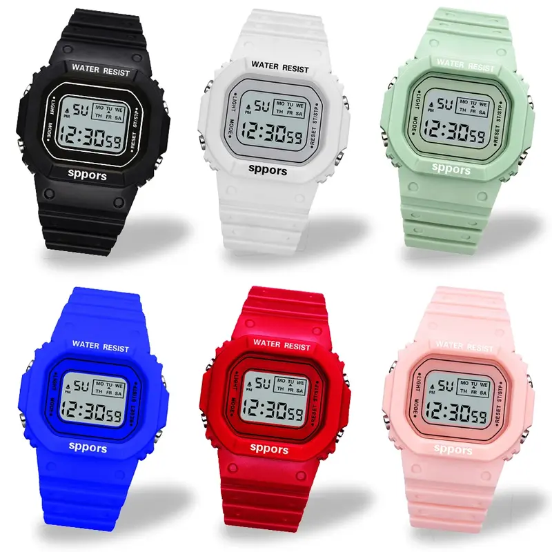 Reloj despertador Digital LED para niños y niñas, relojes de pulsera electrónicos militares deportivos luminosos, PCV/F91W