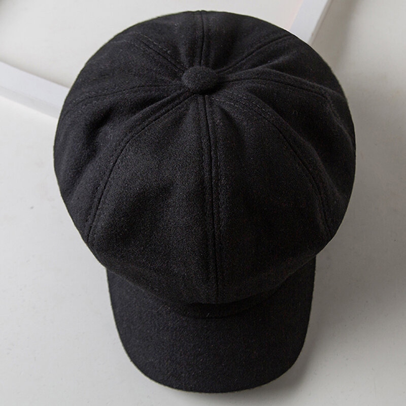 Topi baret Newsboy Vintage musim gugur musim dingin, topi baret oktagonal lembut untuk wanita