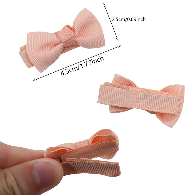 12Pcs/Lot  Solid Color Grosgrain Ribbon Bowknot Kids Hair Clips Handmade Bows Baby Girls Barrettes Hairpins Photo Props Gift Set
