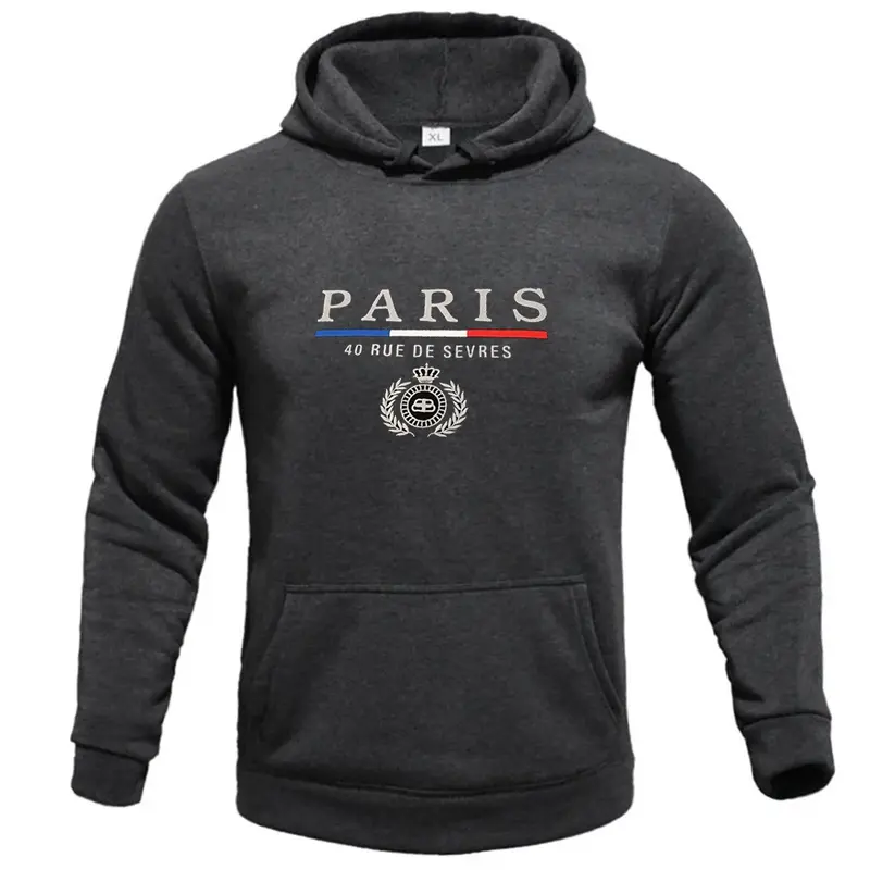 Sudadera con capucha gráfica "PARIS" para hombre, cómoda Sudadera con capucha elástica con cordón, Jersey deportivo holgado informal, ropa para hombre