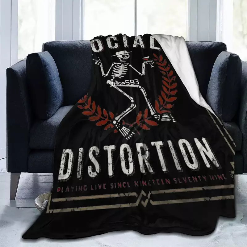 Cozy Social Distortion Music Band Blanket Stuff Room Decorative Skeleton Throw Blanket Lightweight Thin Velvet for Office