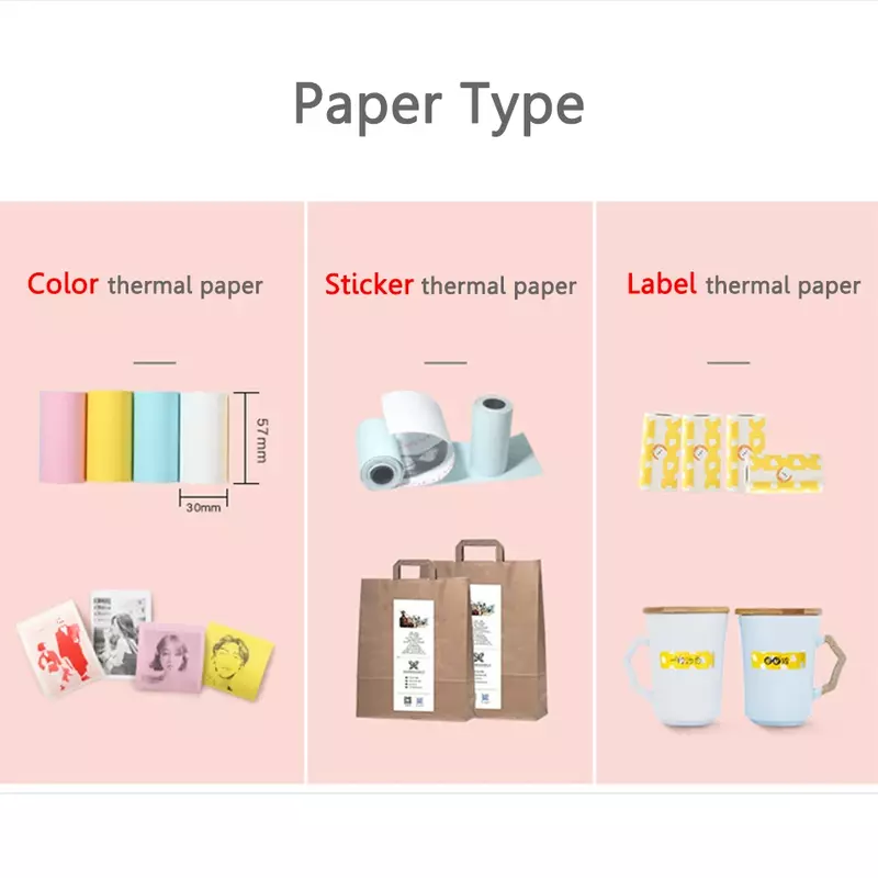 3 rolls 57x30mm thermal Label Sticker Receipt Paper for 58mm A6 perpage printers Soft Silicone Protection Case