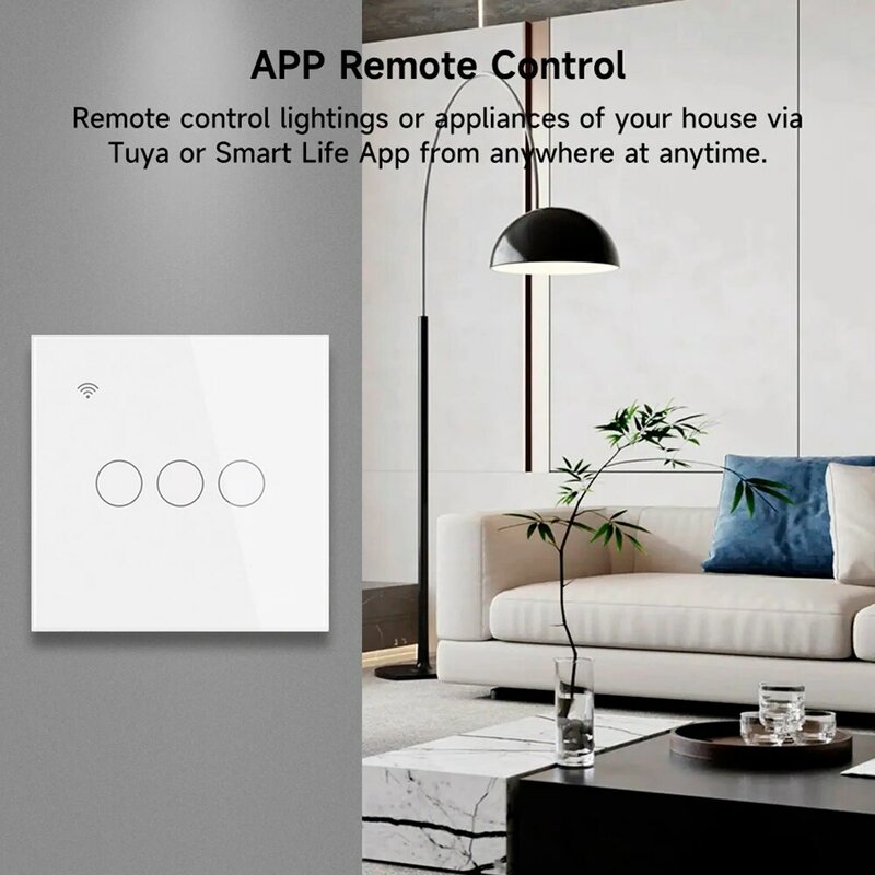 Умный светодиодный сенсорный выключатель Tuya Wi-Fi Zigbee, беспроводной дистанционный переключатель с поддержкой Wi-Fi, без нейтрального провода, требуется 1-3 клавиши, Alexa, Google Home
