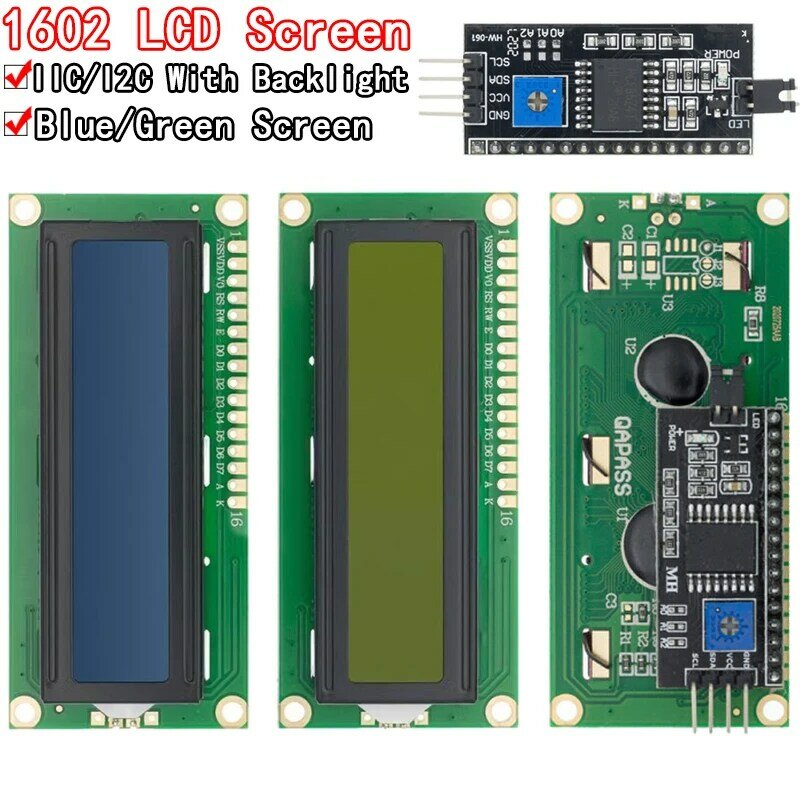 1 ชิ้น/ล็อต LCD โมดูลหน้าจอสีเขียว IIC/I2C 1602 สำหรับ Arduino 1602 LCD UNO R3 MEGA2560 LCD1602