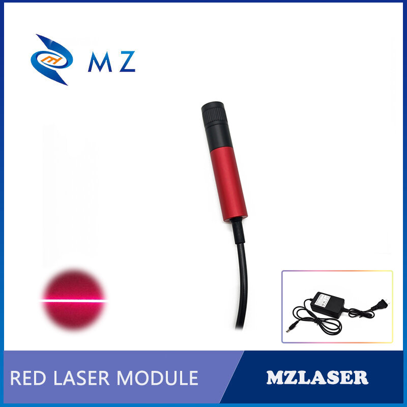 Modul Laser Garis Merah D12mm 635nm 50MW Lensa Kaca Kualitas Tinggi Fokus Dapat Disesuaikan dengan Adaptor CW Model Sirkuit Tipe ACC Drive
