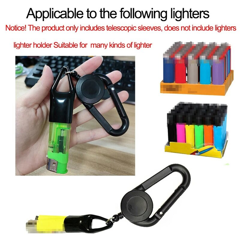 Lighter Holder With Retractable Keychain Windproof  Lighter Protective Cover Sleeve Clip Tobacco Herb Smoking Accessories