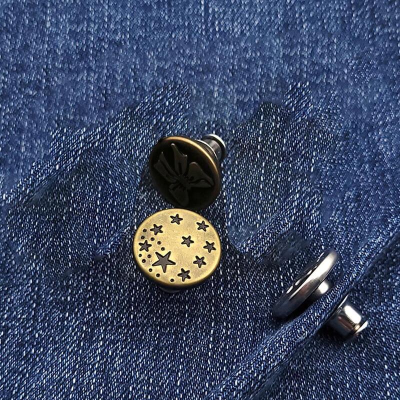 取り外し可能なジーンズ調節可能なフリーウエストレトロステッチねじなし修理ボタンパンツバックル釘送信金属キットツールf2j1