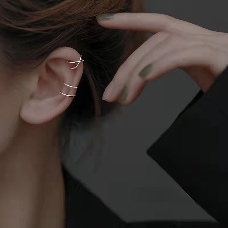 Boucles d'oreilles clip en argent tibétain pour femme, haute qualité, créatif, simple, C, non perçant, manchette d'oreille, structure d'oreille, cadeau de bijoux tendance