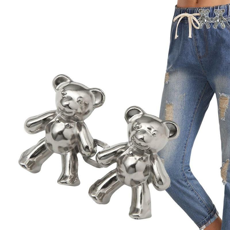 Cute Buttons For Jeans 1 Pair Cute Bear Pants Waist Pins Clothing Accessories Tighten Buckles For Jeans Pants Dress Collars T