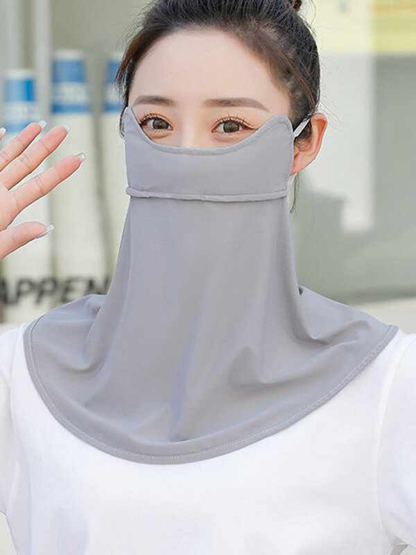 Máscara anti-ultravioleta protetor solar para mulheres, capa de rosto fina, seda de gelo sem rasto, respirável, verão, venda quente, nova