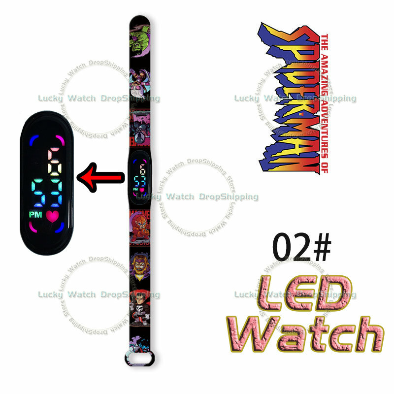 Цифровые Детские часы Disney Venom, Мультяшные экшн-фигурки, светодиодные сенсорные водонепроницаемые электронные детские часы, подарок на день рождения