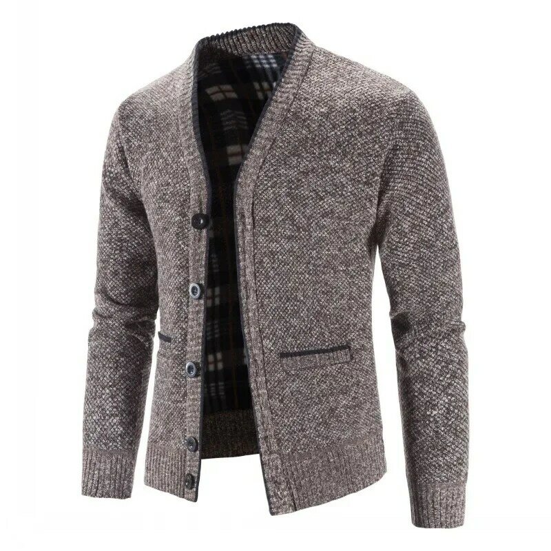 Men Cardigan Knitted Sweatercoat 2023 Autumn Winter Fleece Warm Solid Casual Knit Cardigans Jacket Coat Fashion Men Clothing