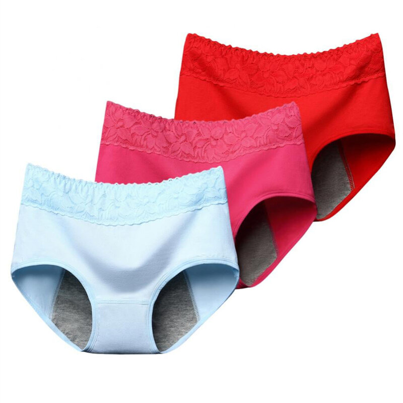 3pcs Menstrual Panties Women Leak Proof Breathable Sexy Multilayer Panties Girls Physiological Underwear Sanitary Lingerie S-Xxl