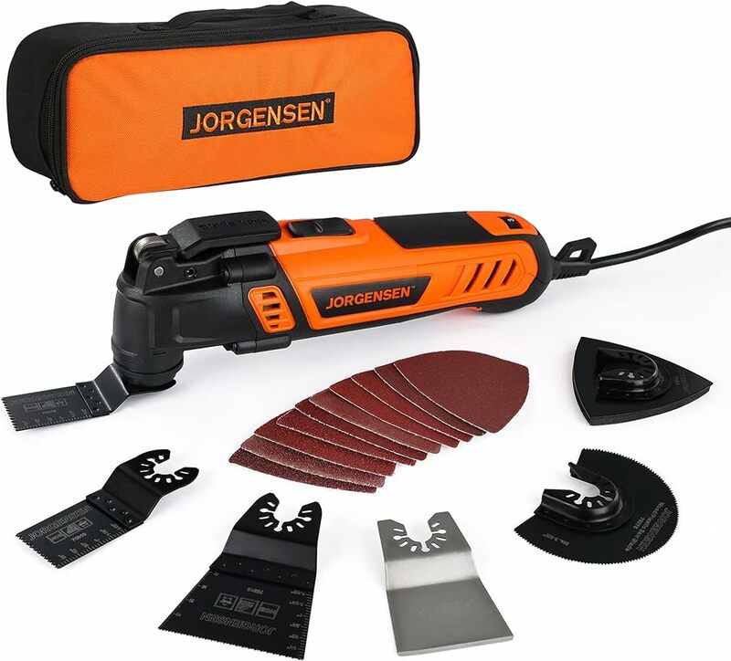 JORGENSEN Oscillating Tool 5°Oscillation Angle 4 Amp Oscillating Multi Tools Saw 7 Variable Speed with 16-piece Electric
