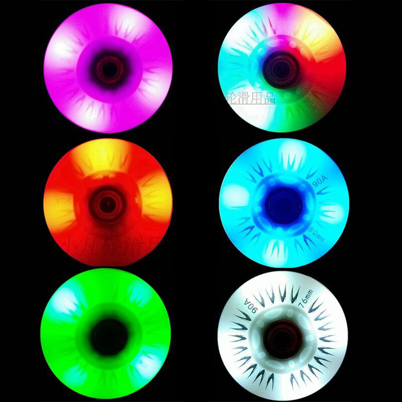 8PCS Flash Inline Skate Wheels 90A LED Lighting Skating Wheels 60 62 64 68 70 72 76 80mm Slalom Sliding Tires For SEBA Patines