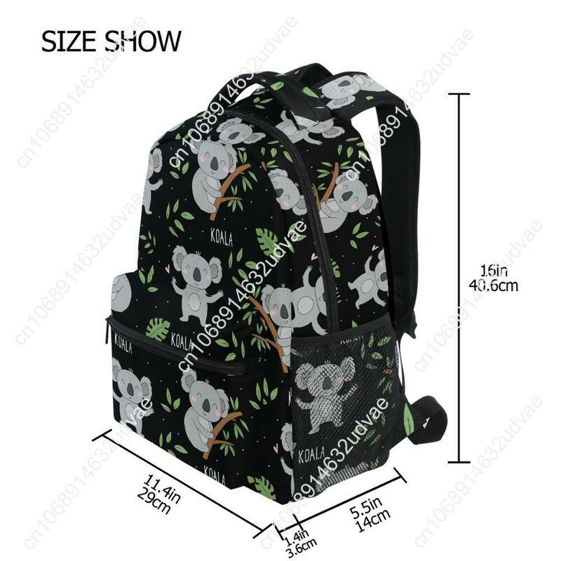 Plecak szkolny dla nastolatków plecak szkolny dla chłopców i dziewcząt czarny plecak z nadrukiem Koala dla mężczyzn kobiety pracujące podróżny plecak na laptopa Mochila
