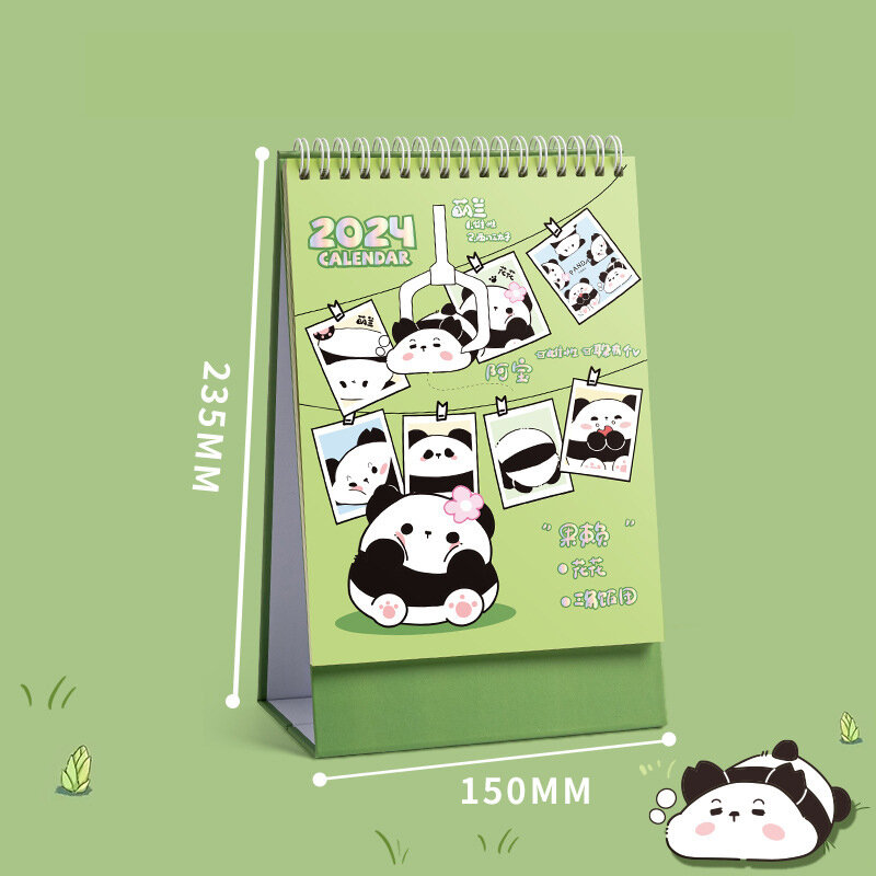 2024 Mini Tafel Bureau Kalender Schattige Panda Kat Kleine/Grote Kalender Desktop Decoratie Kawaii Coil Kalender Office Plan Kalender