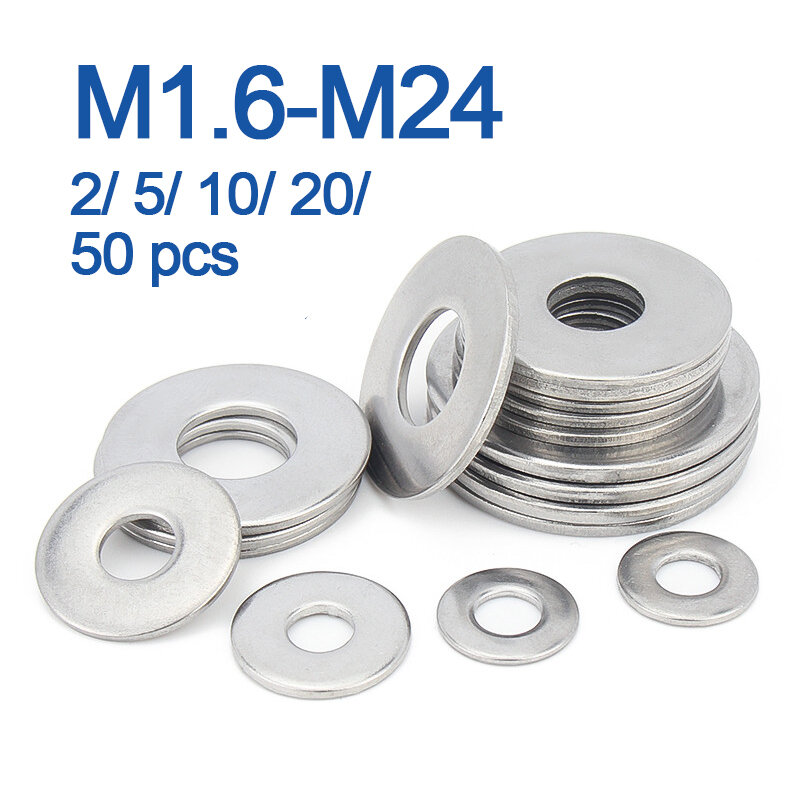 M1.6 M2 M3 M5 M6 M8 ~ M24 304 прокладка из нержавеющей стали, ультратонкая металлическая винтовая плоская шайба, стандартная утолщенная шайба Meson