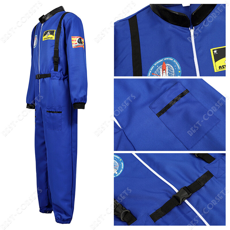 Kostum Cosplay astronot dewasa kostum astronot luar angkasa Pria Wanita untuk anak-anak Jumpsuit ritsleting kostum Spacesuit keluarga karnaval