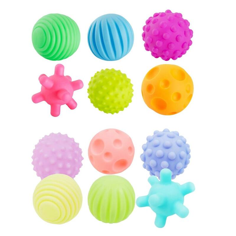 6 шт., разноцветные тактильные игрушки для младенцев