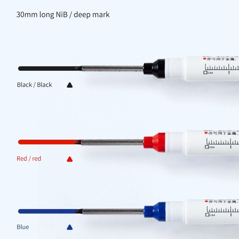20mm /30mm White Long Head Marker Pens Multi-purpose Bathroom Woodworking Decoration Deep Hole Marker Pen Ink Tools 1/3Pcs/Set