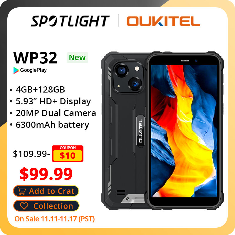 [Weltpremiere] oukite wp32 robuste 4GB 128GB 5.93 "HD 6300mAh Android 13 20mp Dual-Kamera