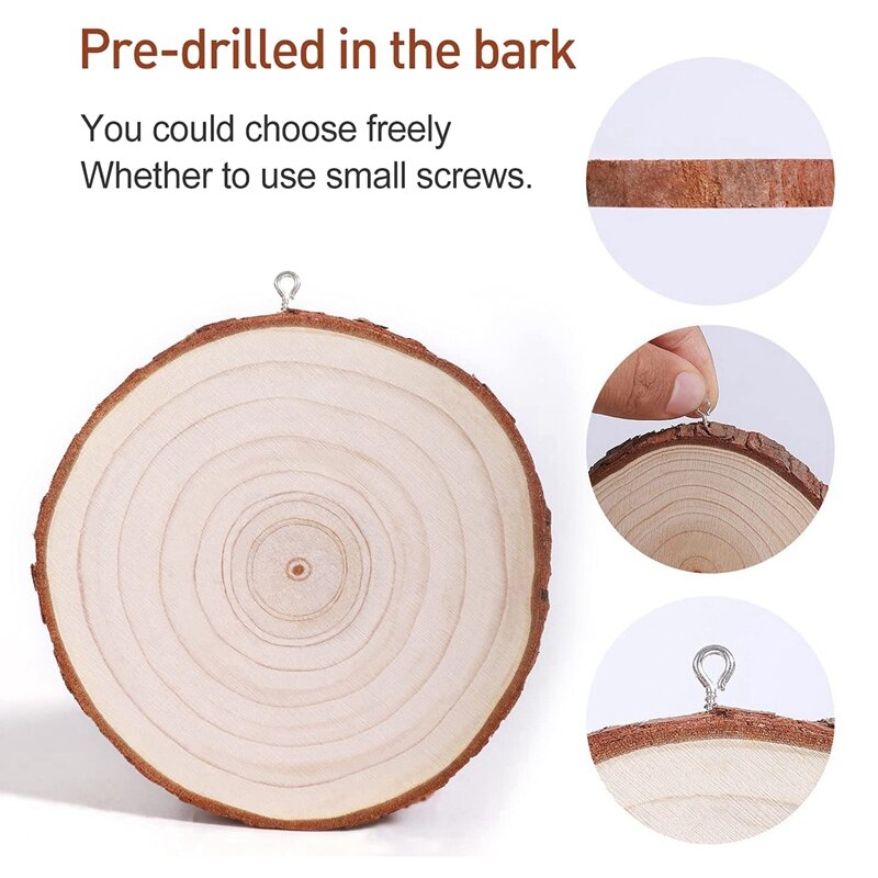 Natural Wood Slices 20Pcs Unfinished Wood Kit,For Crafts Christmas Ornaments Wedding DIY Crafts-Drop Ship