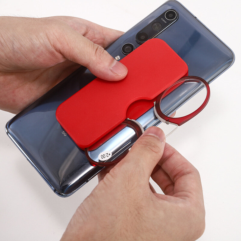 Stick On Phone MINI Clip Nose Bridge Kacamata Baca 1.0-3.5 Kacamata Presbyopic Portabel dengan Case