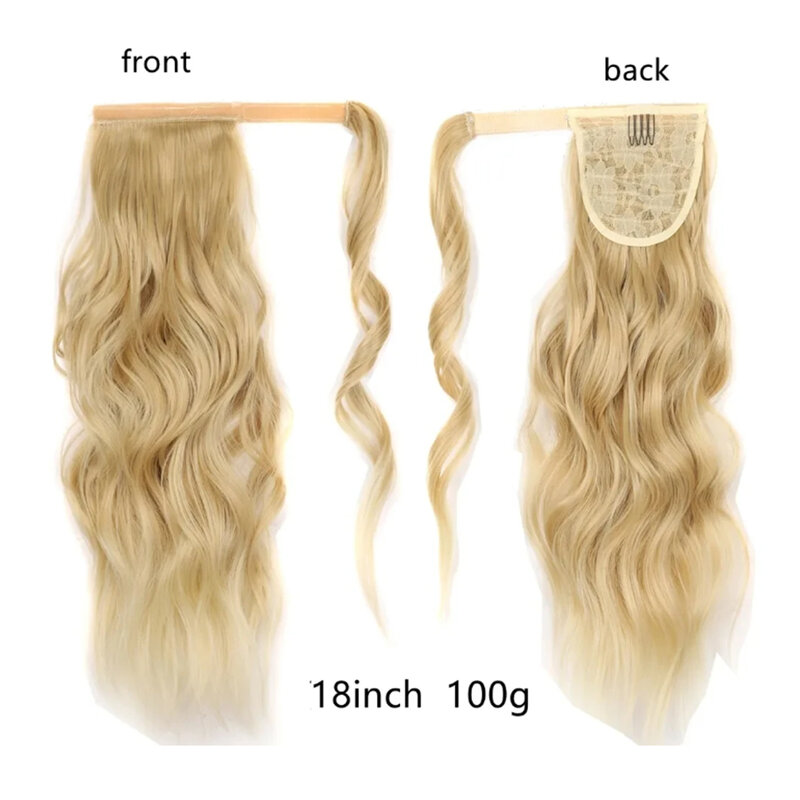 Lulalatoo Synthetic Long Wavy Wrap Around Ponytail Extension 18inch Fluffy Clip in Pony Tails Hairpieces for Women Daily Use