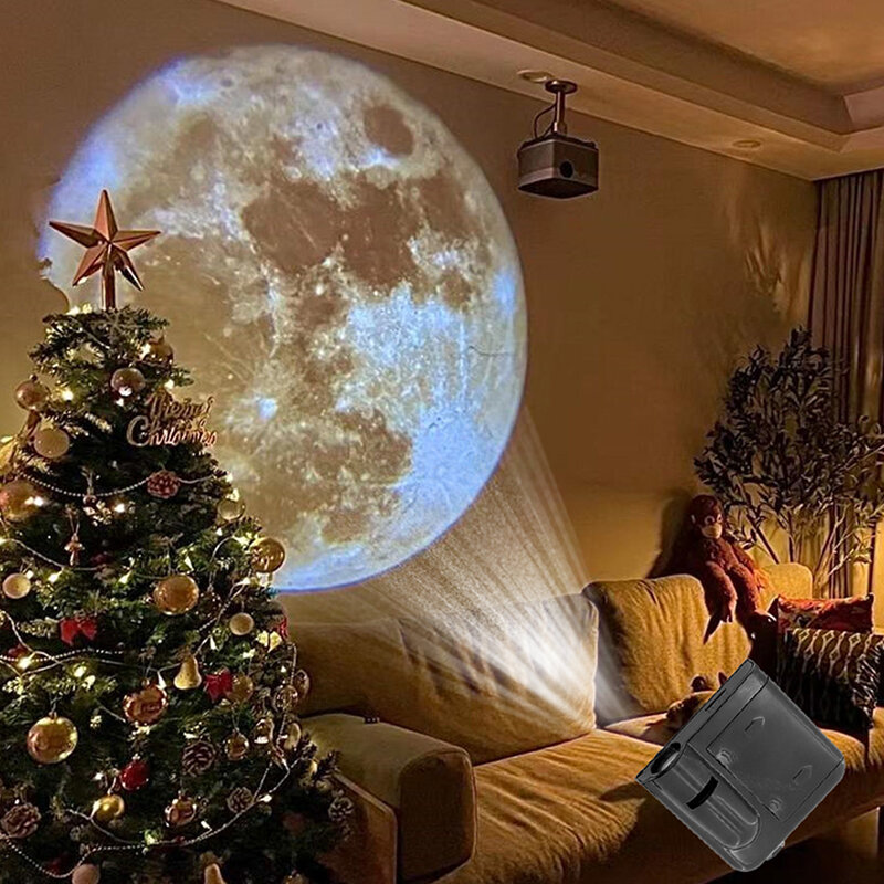 Lampe de projection de planète avec 16 feuilles lumineuses, budgétaire de lumière de la lune, du soleil et de la terre, lampe de fond, décor d'accessoires photo, 1PC