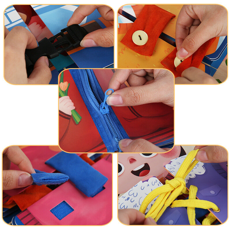 다층 나무 비지 보드 조기 교육 장난감, 유치원 연습 드레싱 및 실습 능력 몬테소리 장난감, 어린이용