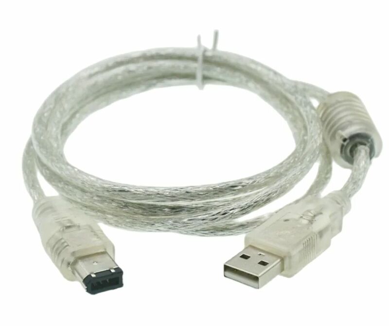 1.5M Firewire IEEE 1394 6 Pin laki-laki ke USB 2.0 4pin laki-laki Adaptor konverter kabel Data kabel untuk kamera DV kartu akuisisi