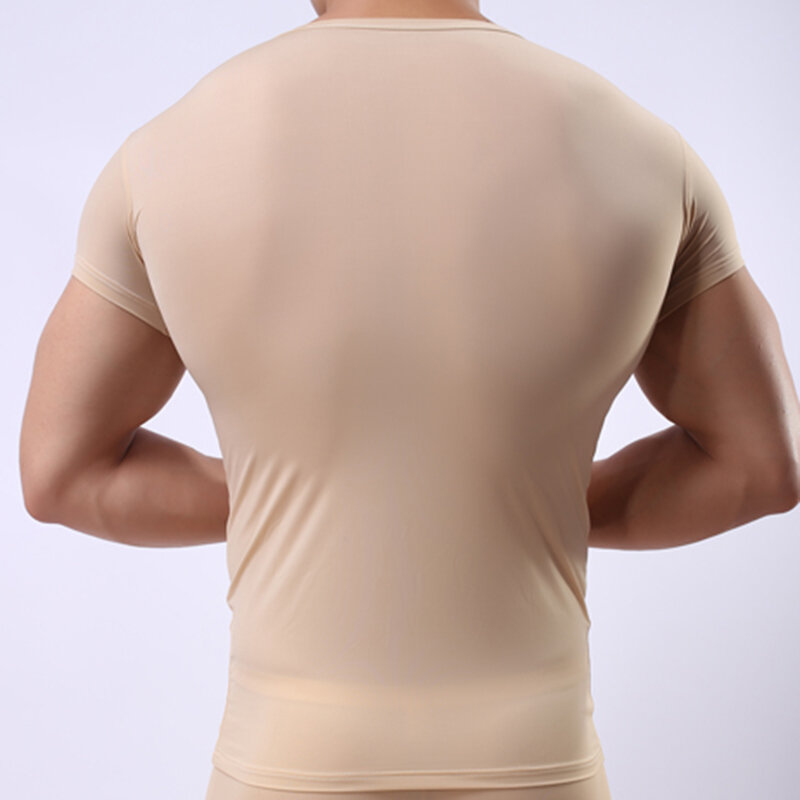 Canottiere trasparenti da uomo uomo maglia di seta di ghiaccio vedere attraverso le camicie di base biancheria intima Sexy per Bodybuilding Fitness