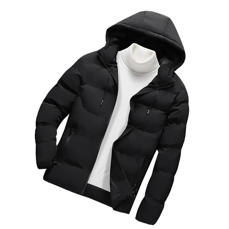 Men 2024 New Autumn Thick Hooded Cotton Parkas Mens Fashion Casual Slim Jacket Coat Male Winter Warm Waterproof