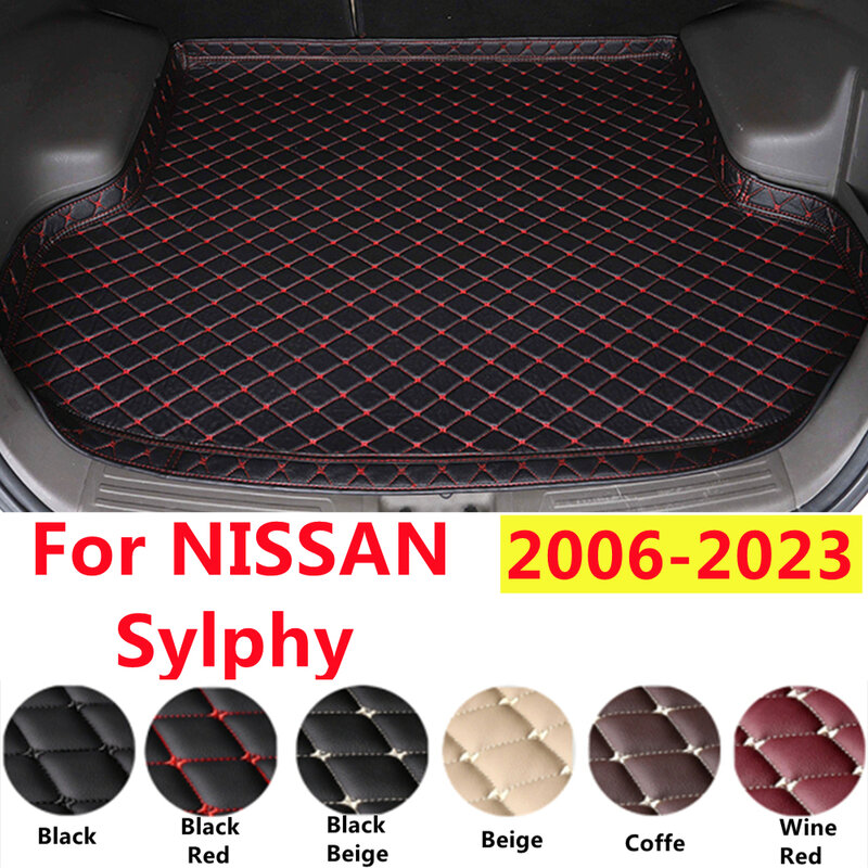 SJ XPE Leather High Side Car Trunk Mat Fit For NISSAN Sylphy 2023 22-2006 Auto Fittings Cargo Liner Tail Boot Carpet Waterproof
