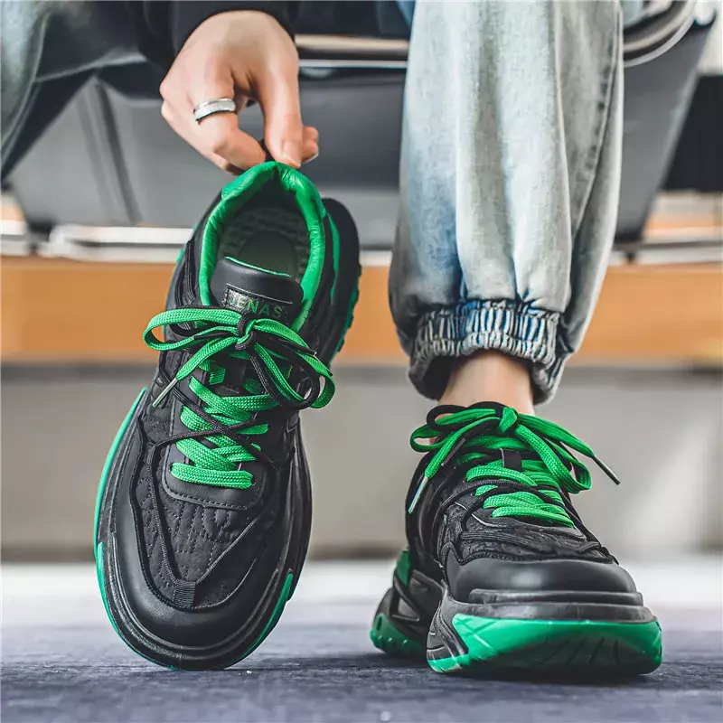 Мужские дизайнерские беговые кроссовки на мягкой подошве, повседневные дышащие кроссовки из микрофибры на платформе с увеличенной высотой, 2024