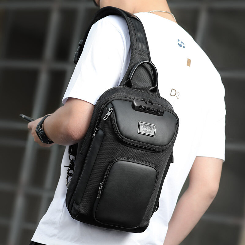Suutoop-男性用のファッショナブルな多機能防水ショルダーバッグ,チェストバッグ,男性用トラベルバッグ