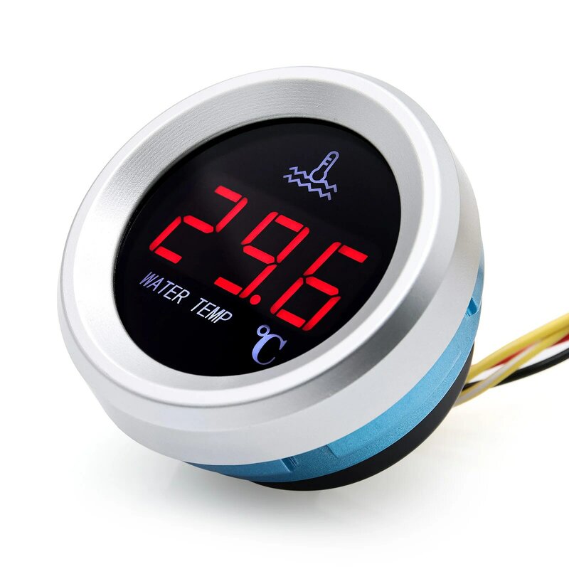 Medidor de temperatura del agua AD 52mm con alarma de advertencia, 0-120 ℃, medidor de temperatura del agua + 1/8NPT, Sensor de voltaje para barco marino, coche, camión